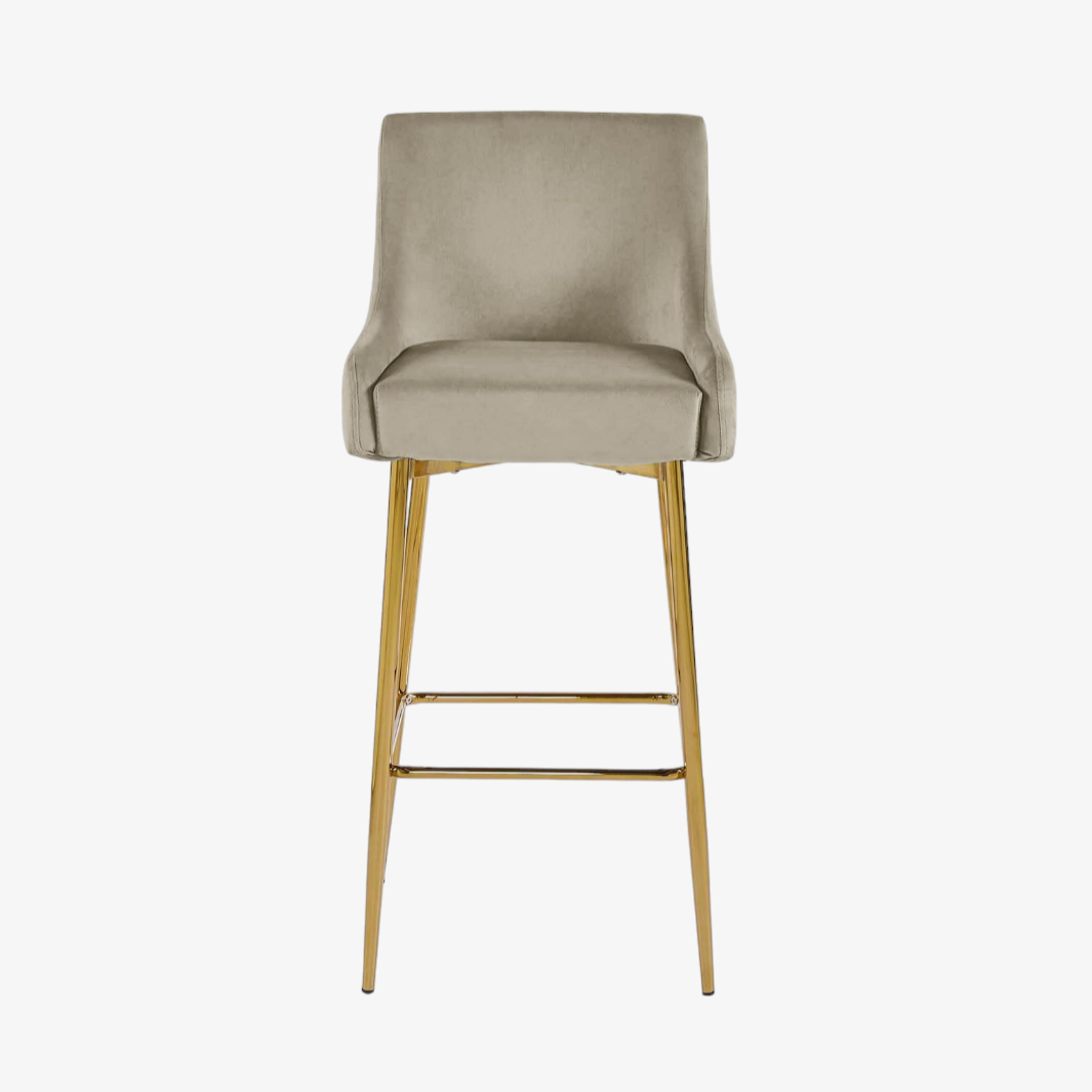 Tabouret de bar design en velours beige LALYA