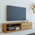 Meuble TV avec 2 tiroirs en bois couleur chêne SACHA