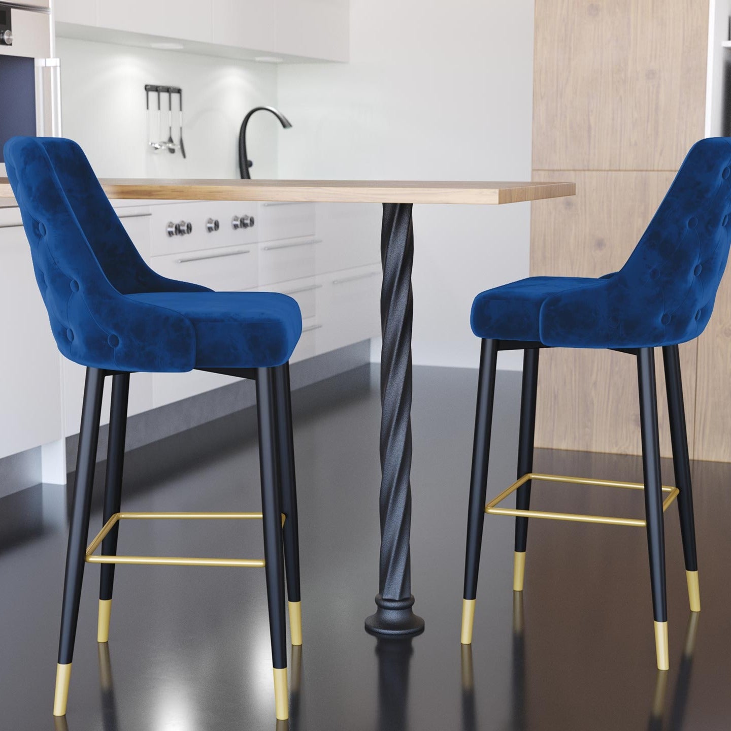 Tabouret de bar velours bleu DORINA