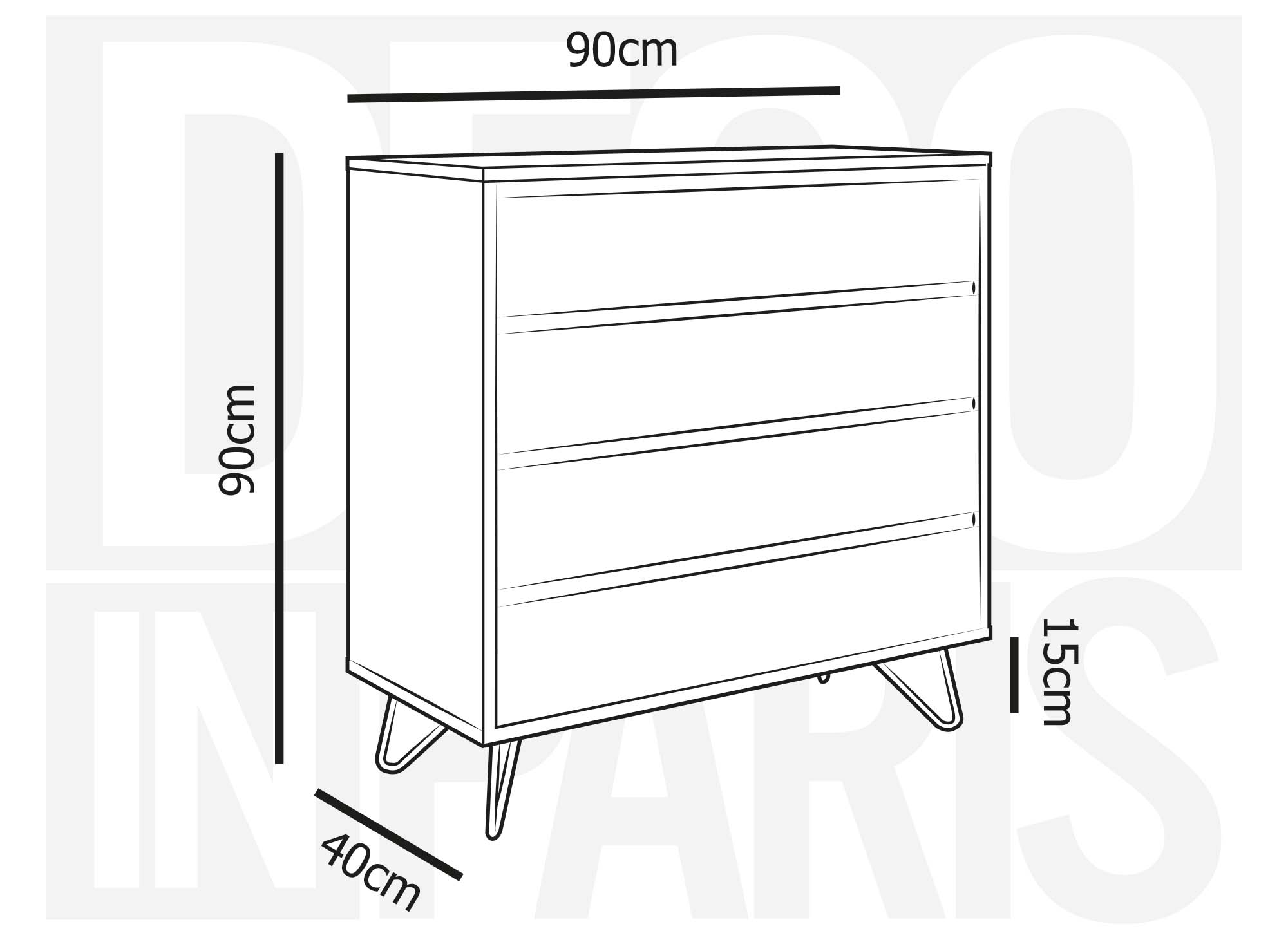 Commode 4 tiroirs en bois DARINA