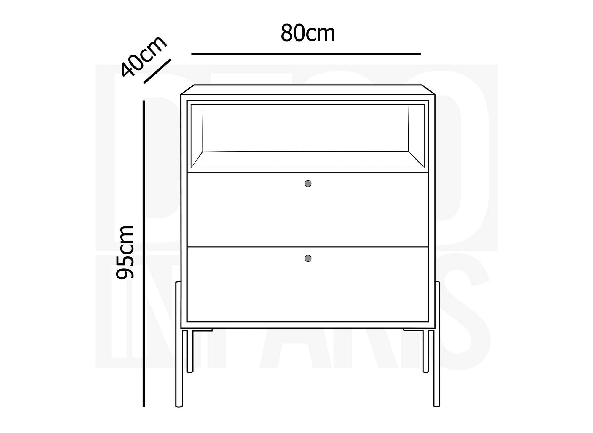 Commode 2 tiroirs en bois clair et métal noir SOHANE