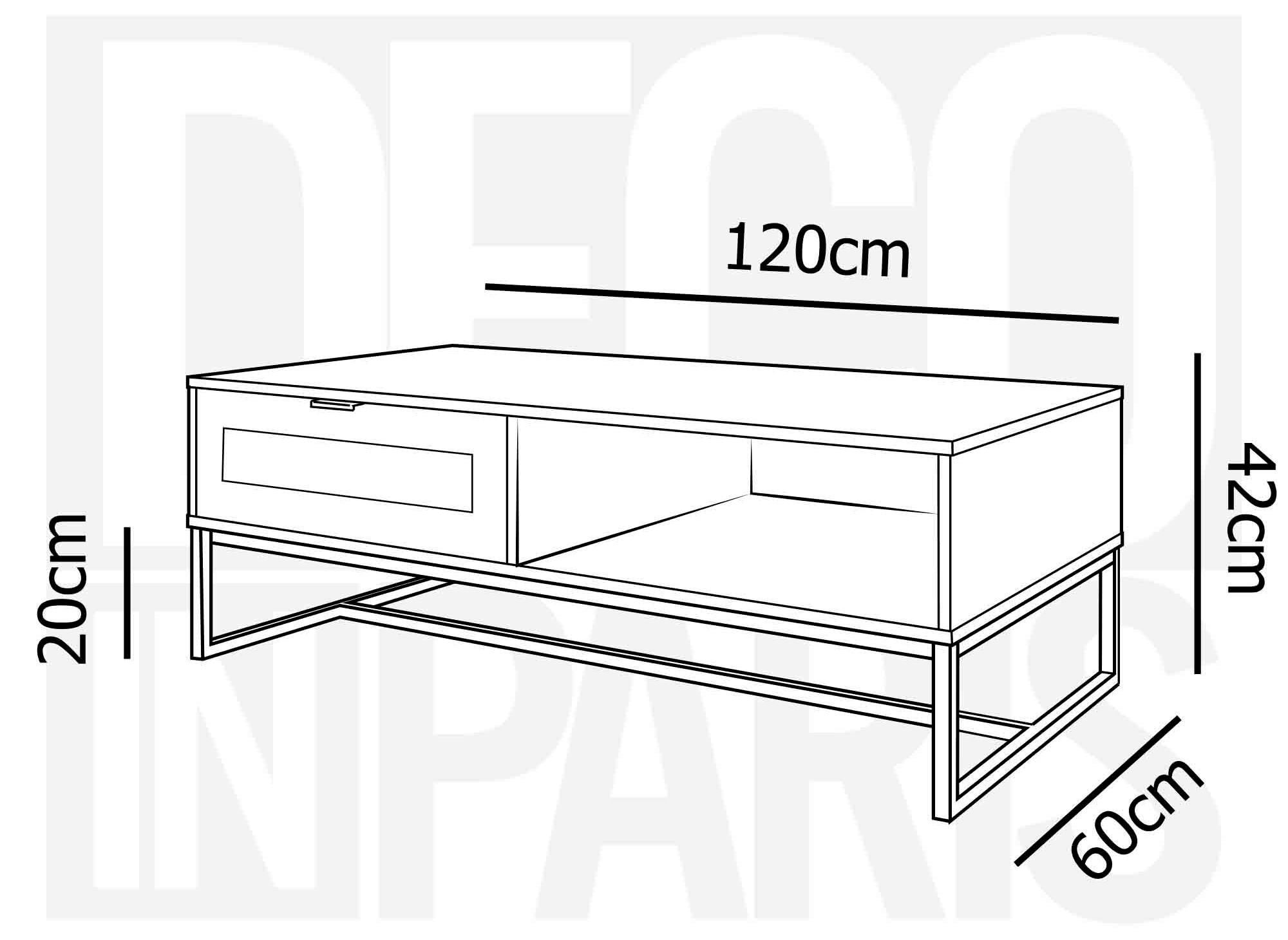 Table basse scandinave avec rangements en bois métal et cannage TULLIO