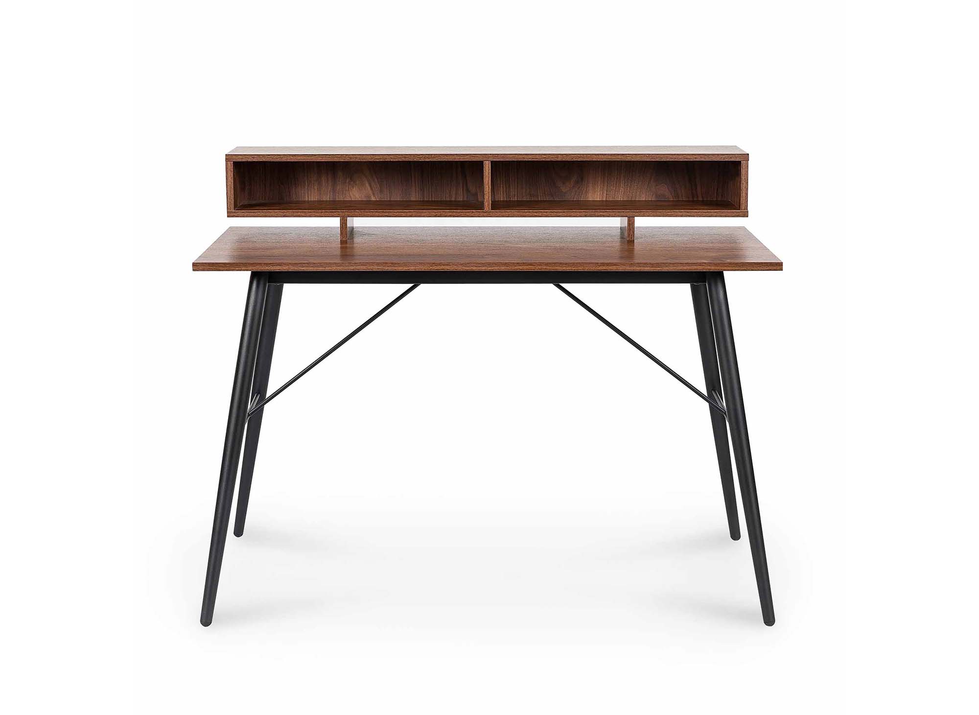 Bureau style industriel avec niches en bois et métal noir MARLINE