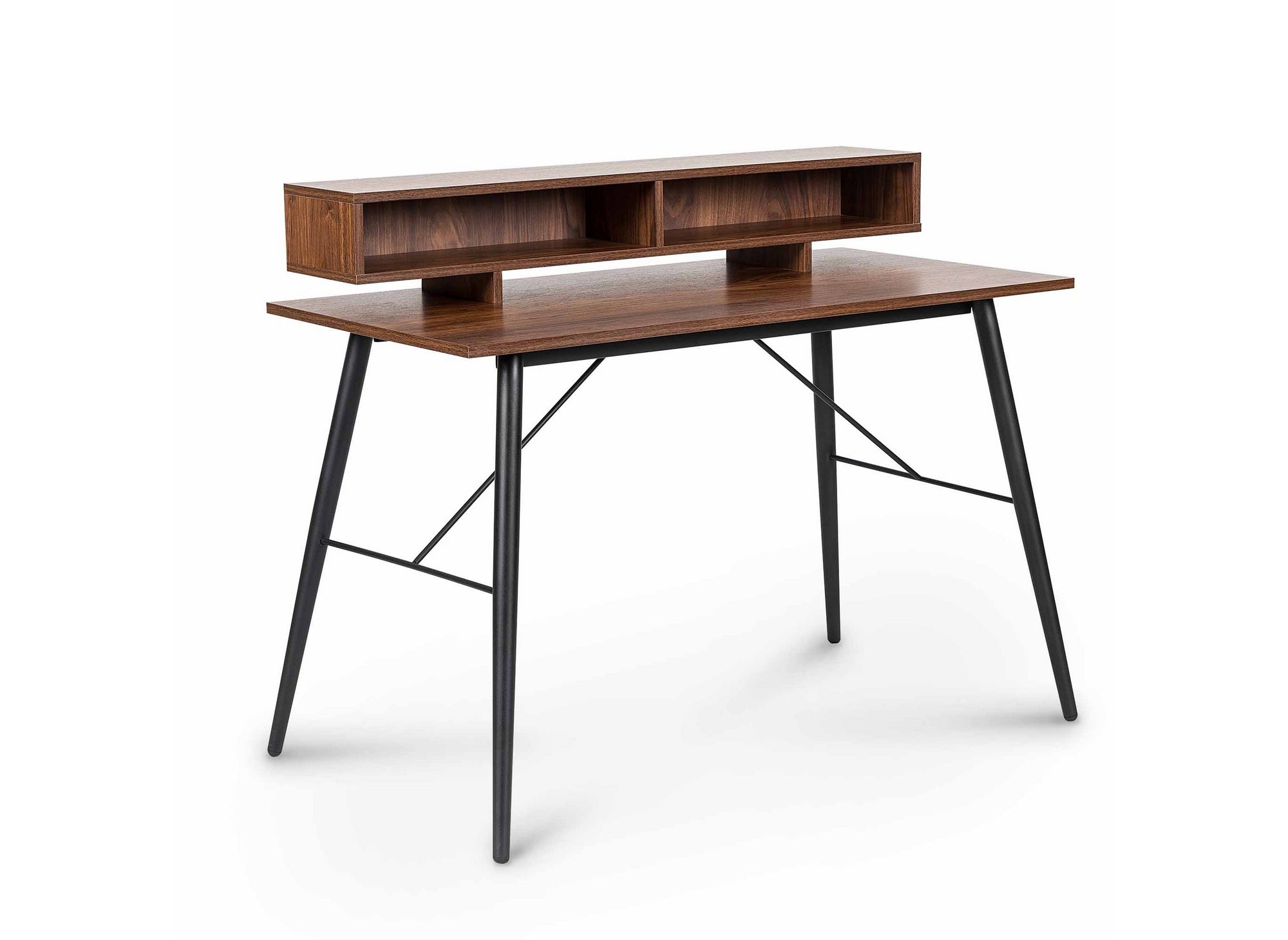 Bureau style industriel avec niches en bois et métal noir MARLINE