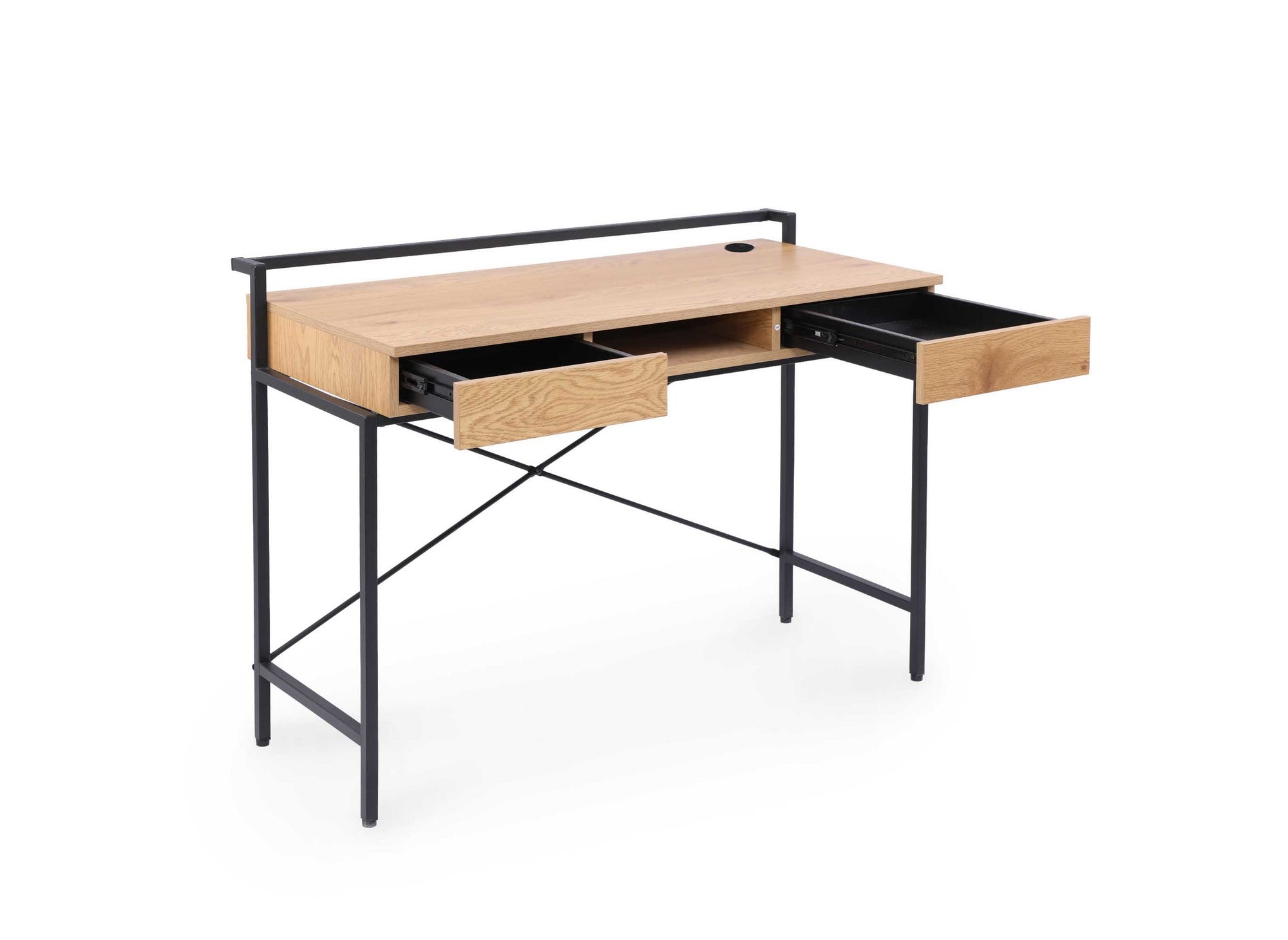 Bureau compact design industriel en bois et métal EDMOND