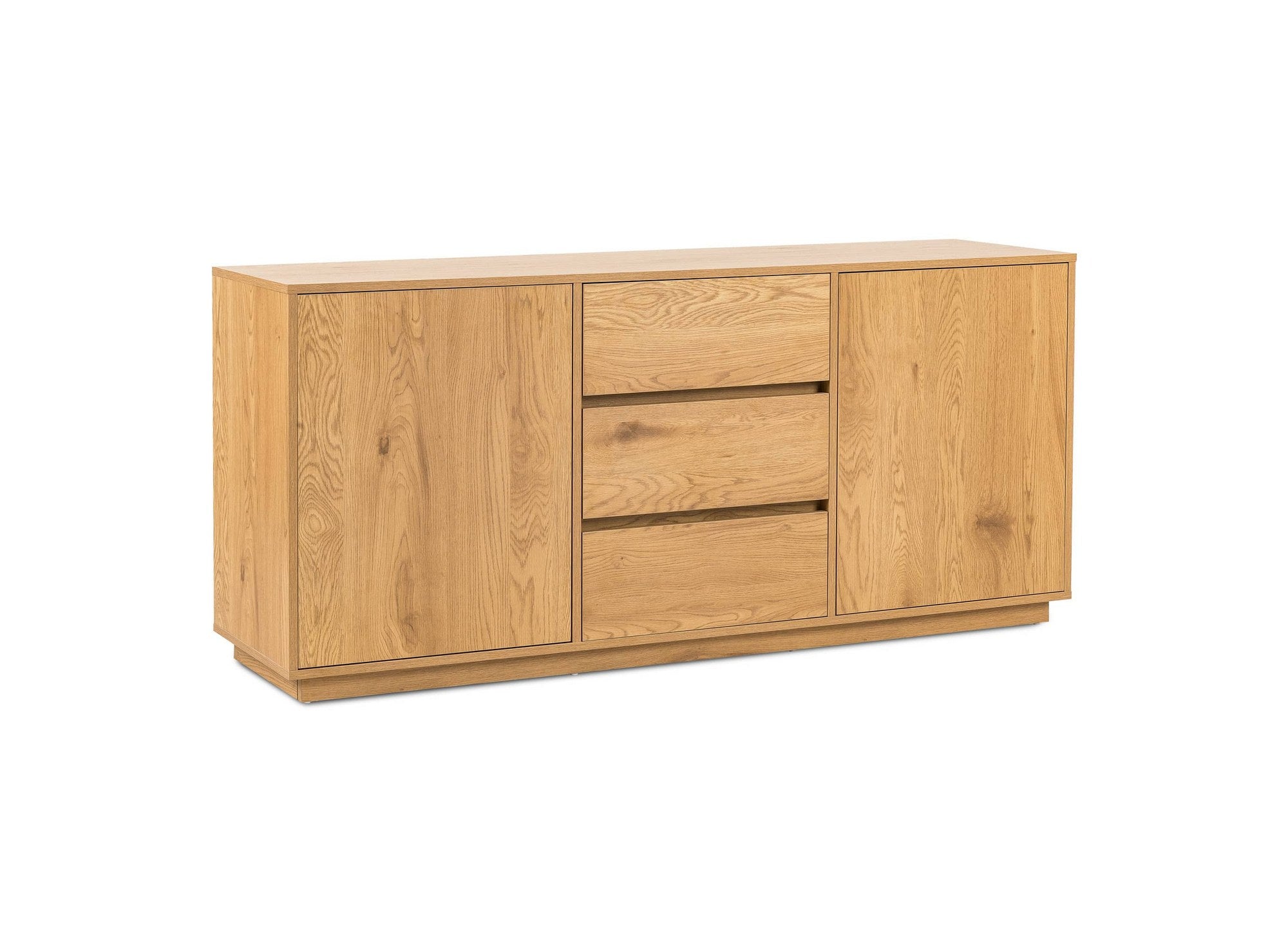 Buffet enfilade 3 tiroirs 2 portes en bois couleur chêne SACHA