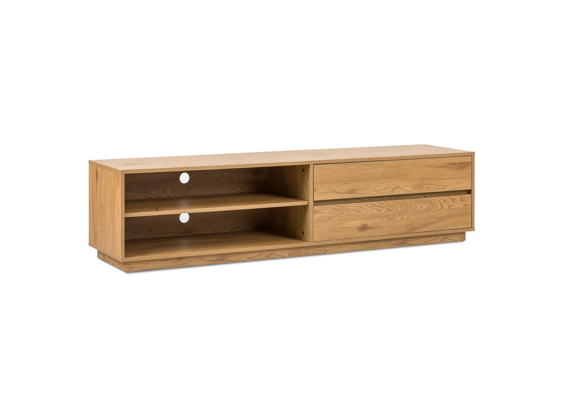 Meuble TV avec 2 tiroirs en bois couleur chêne SACHA