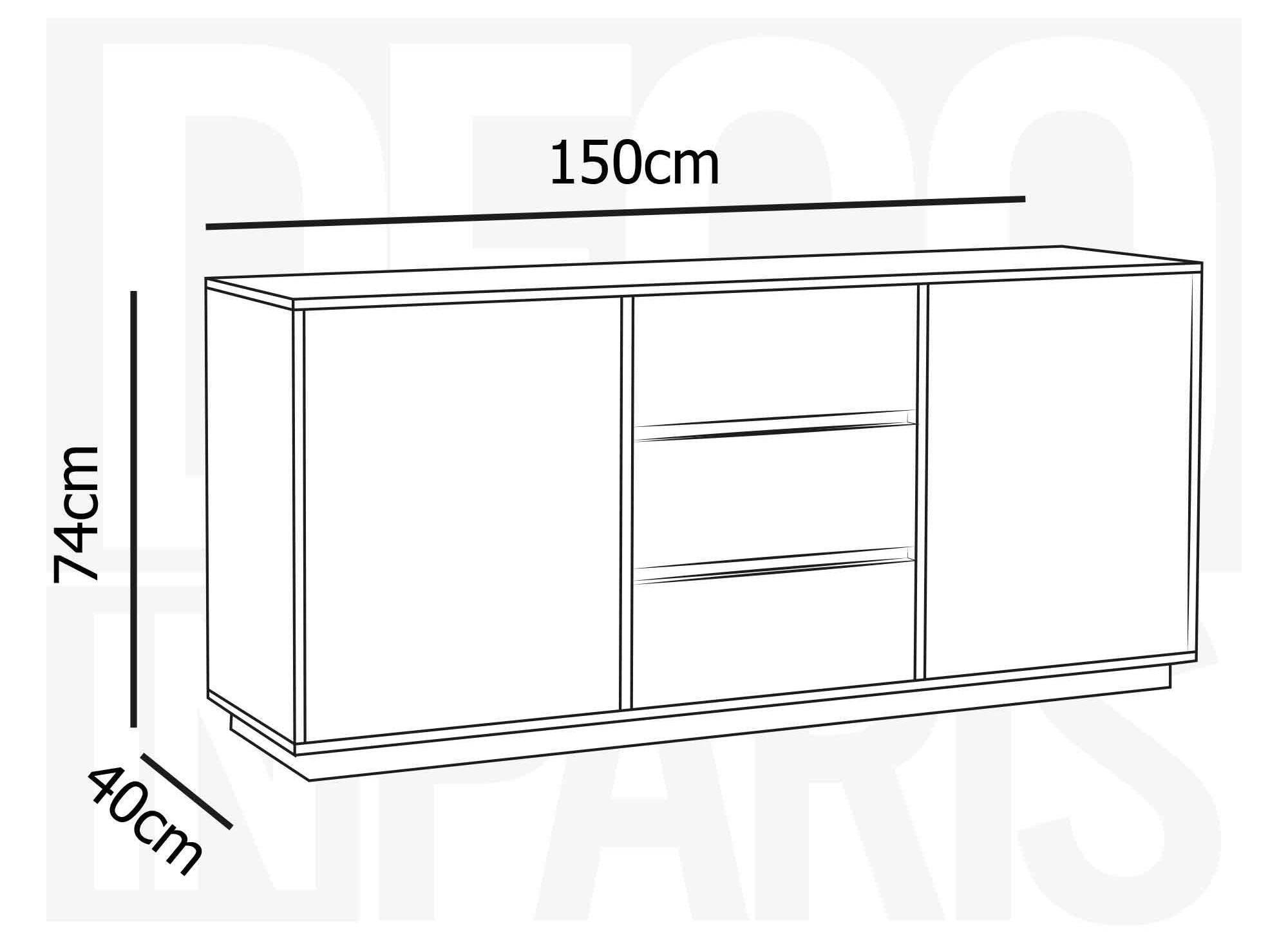 Buffet enfilade 3 tiroirs 2 portes en bois couleur chêne SACHA