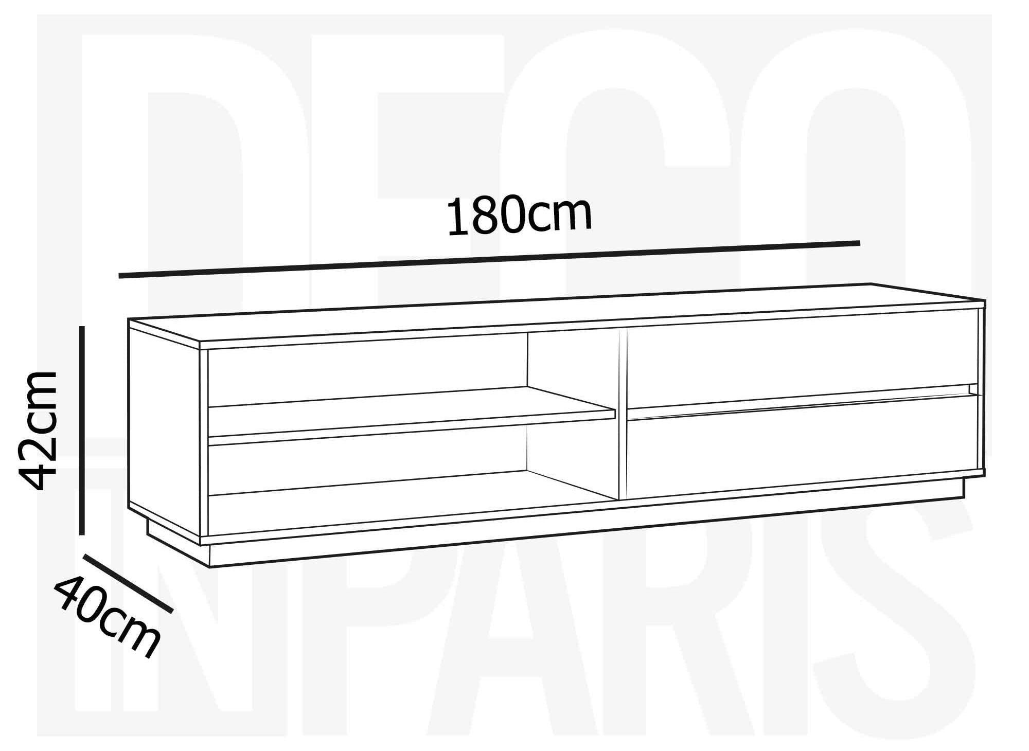 Meuble TV avec 2 tiroirs en bois couleur chêne SACHA