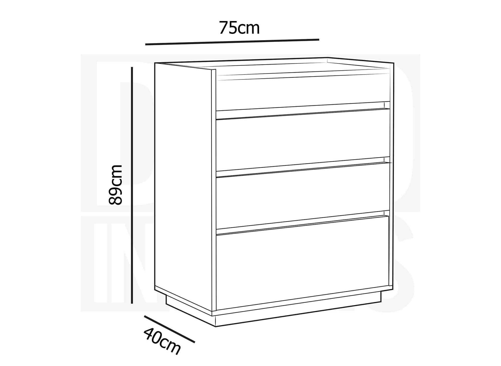 Commode 4 tiroirs en bois couleur chêne SACHA