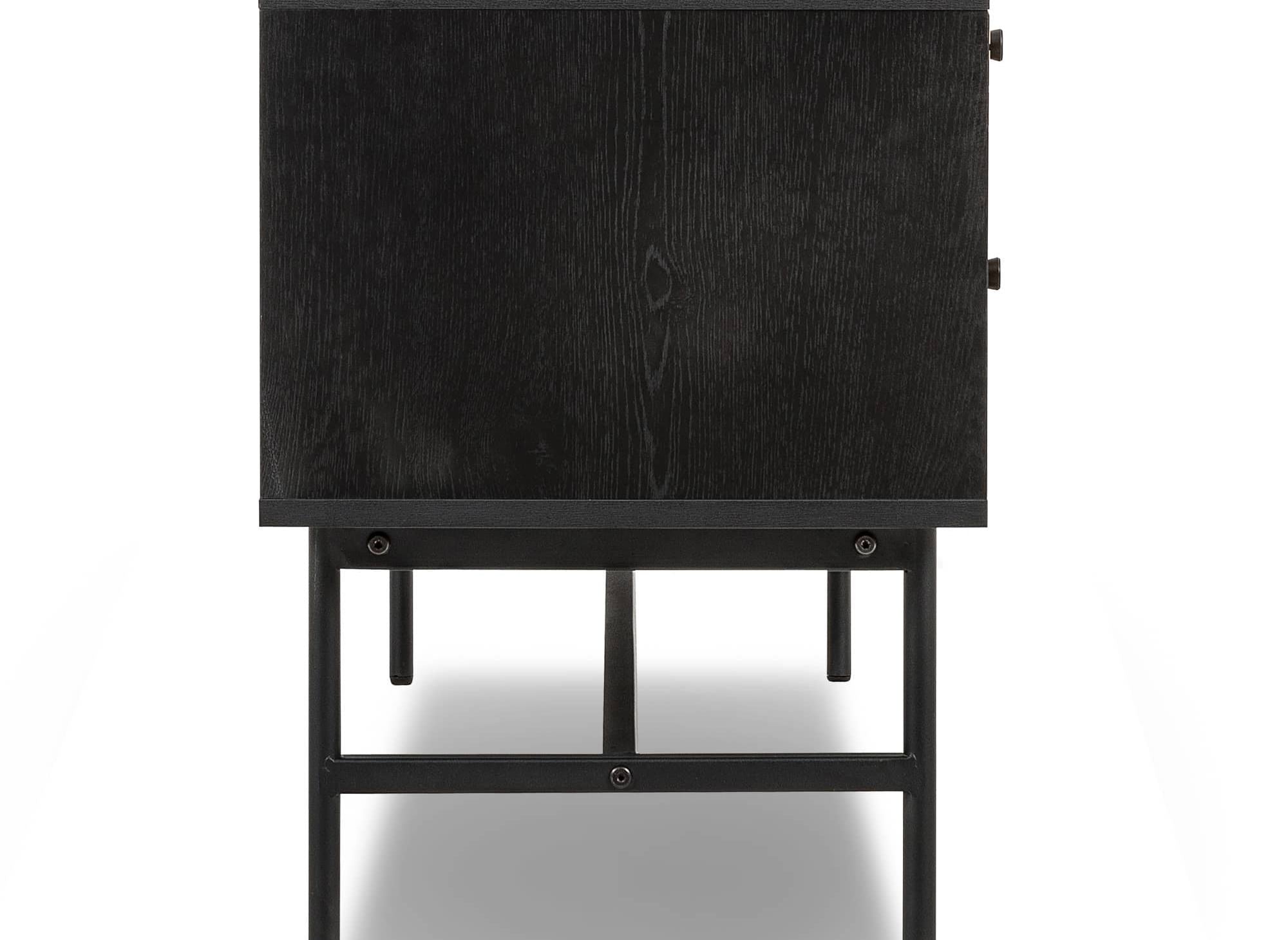 Meuble TV avec 2 tiroirs et 1 porte en bois et métal noir DARYL