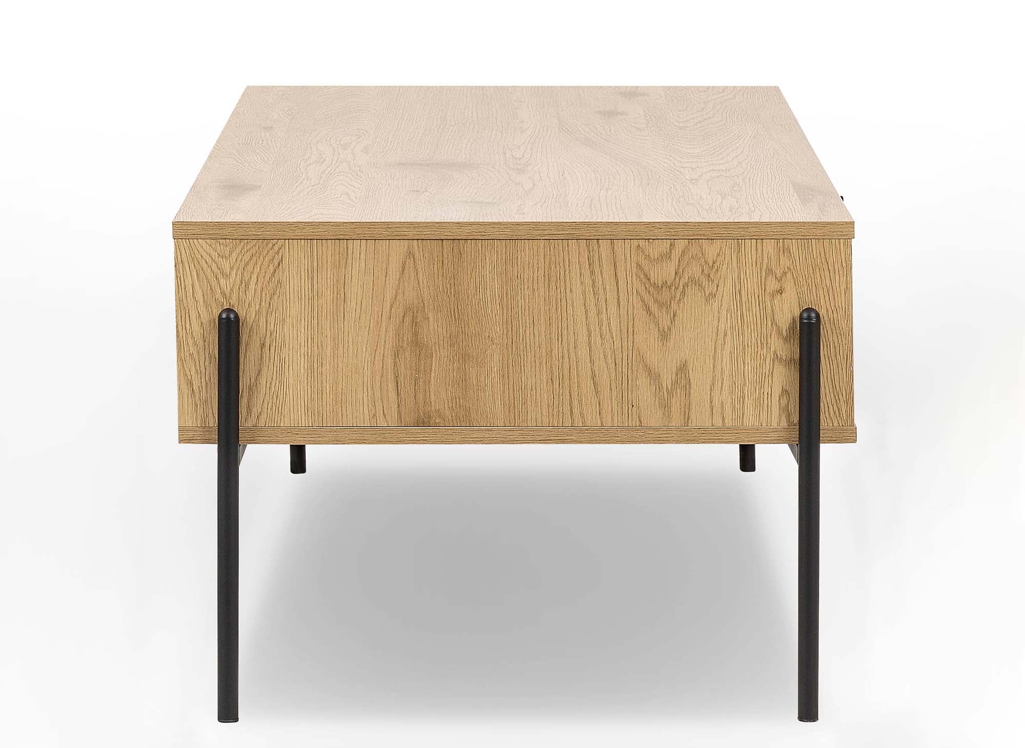 Table basse avec rangement en bois clair et métal noir SOHANE