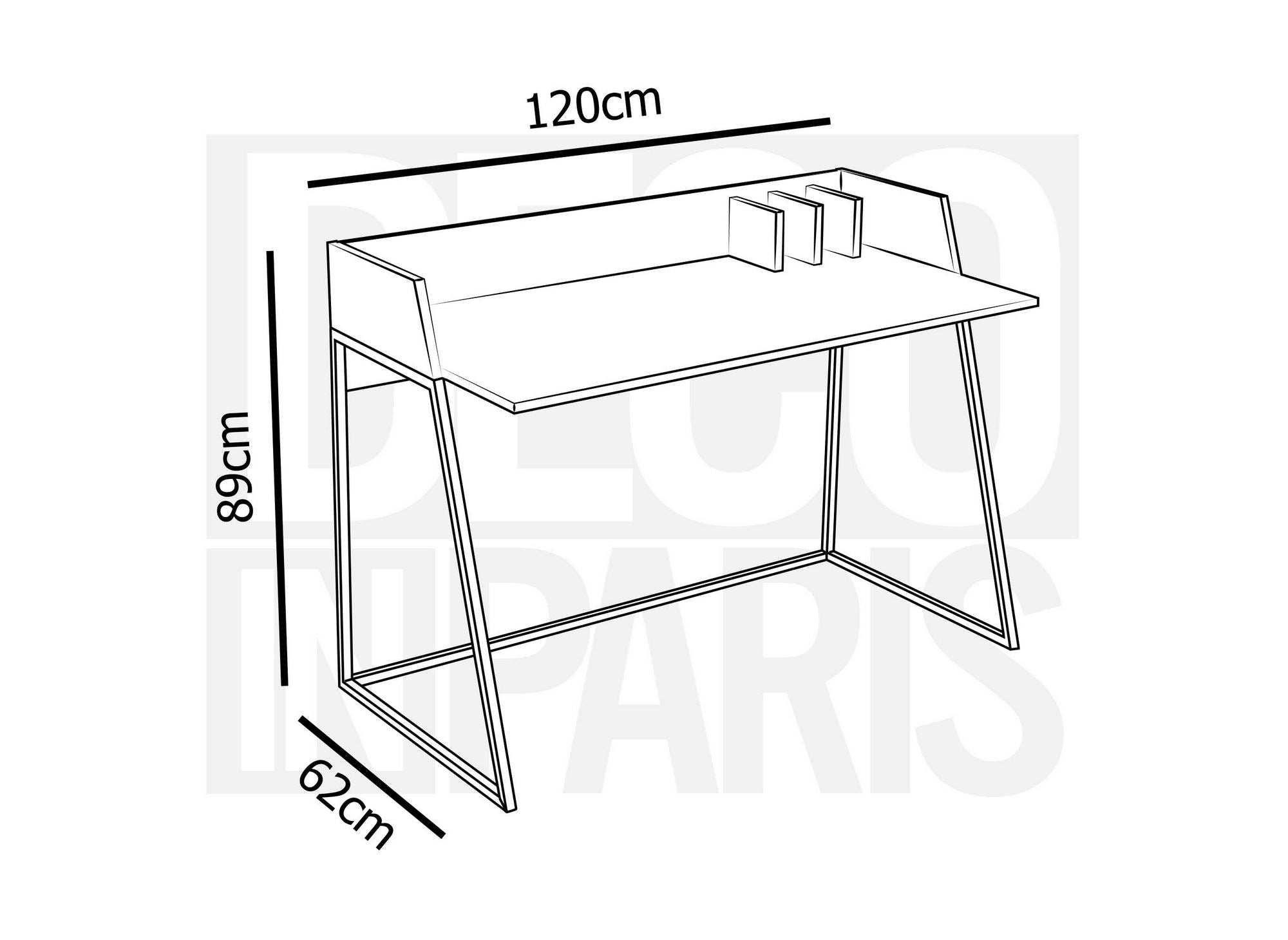 Bureau compact design industriel en bois et métal ARMELLE