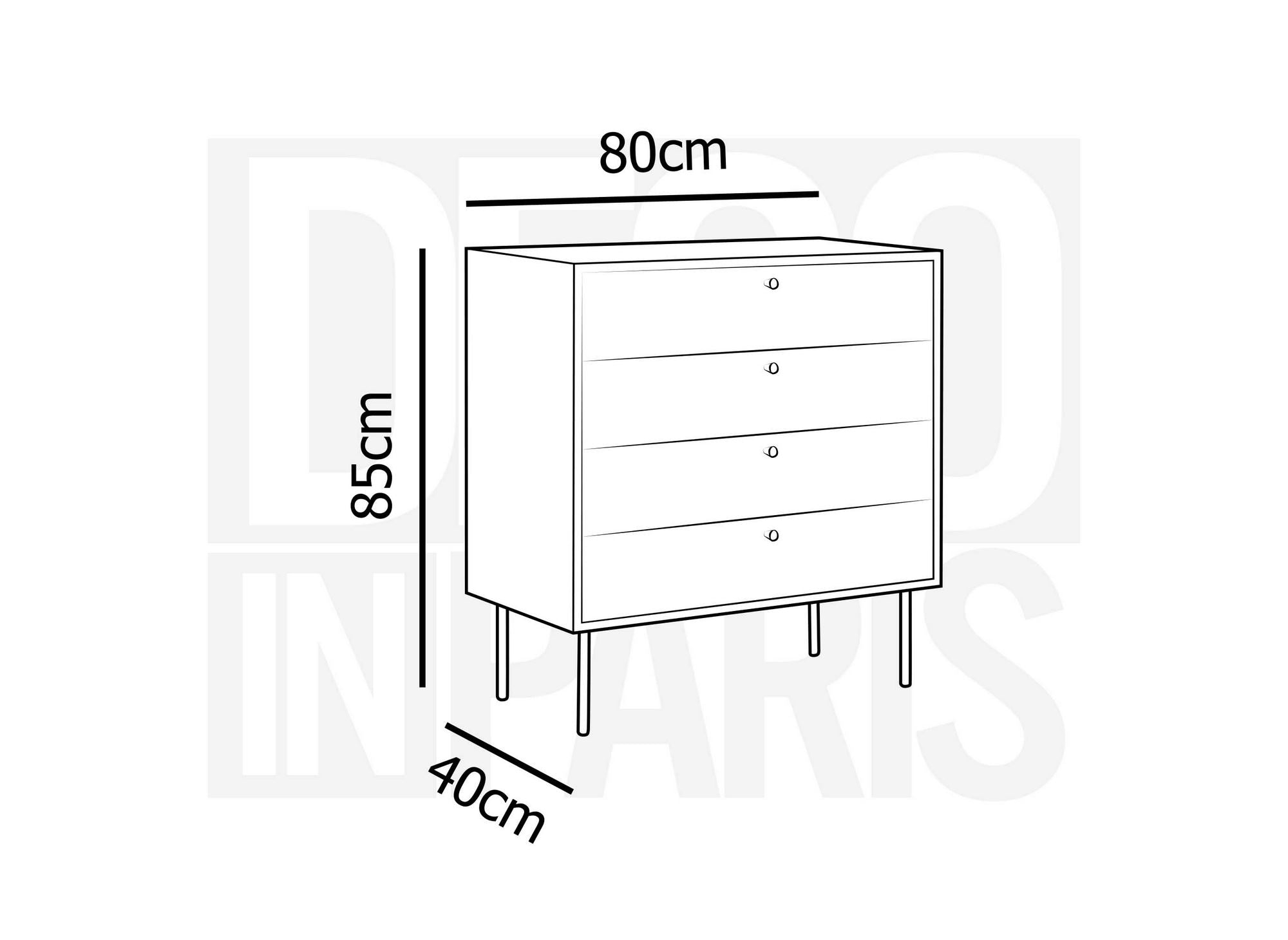 Commode basse 4 tiroirs en bois et métal noir DARYL