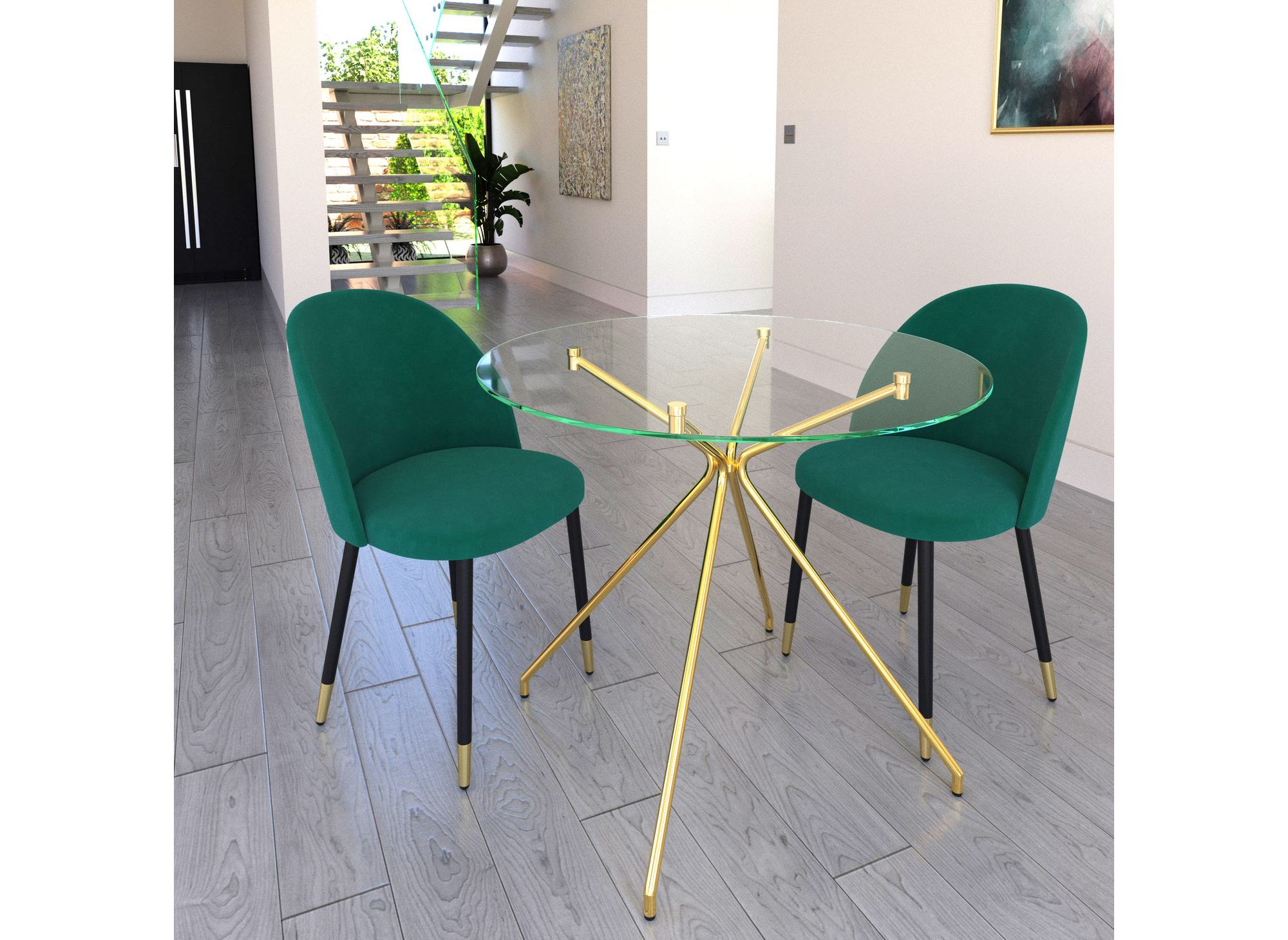 Chaise design en velours vert LYDIA