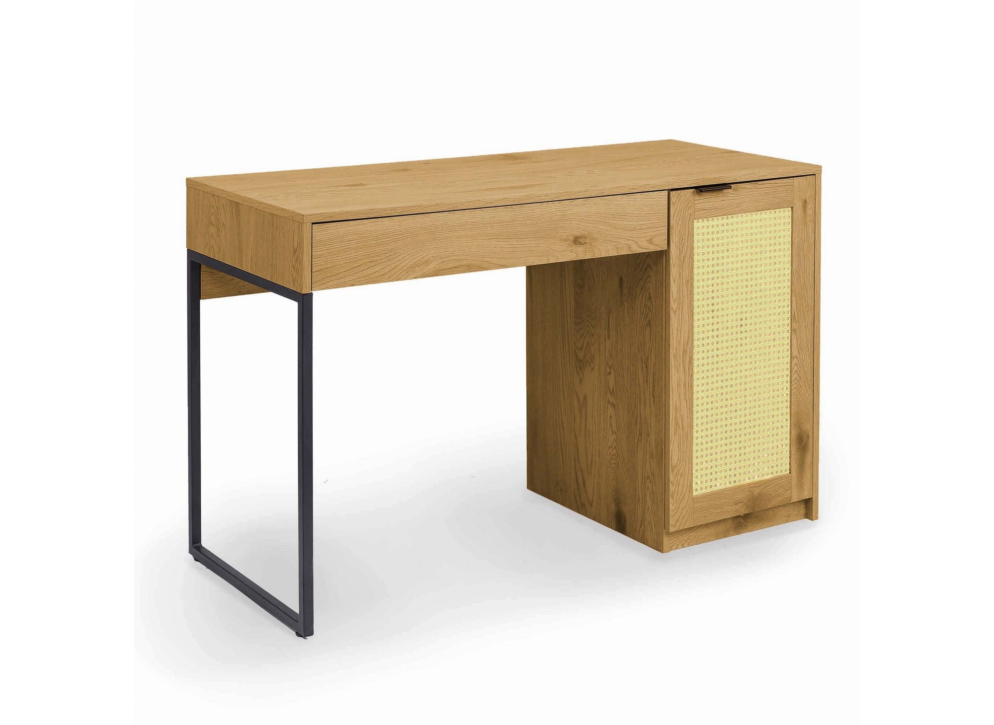 Bureau scandinave avec rangements en bois métal et cannage TULLIO