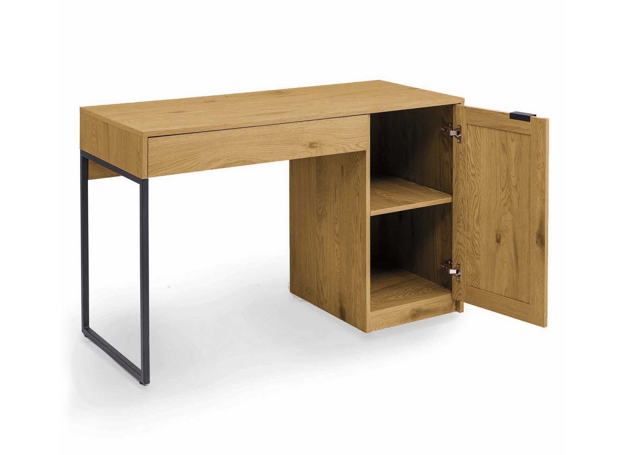 Bureau scandinave avec rangements en bois métal et cannage TULLIO