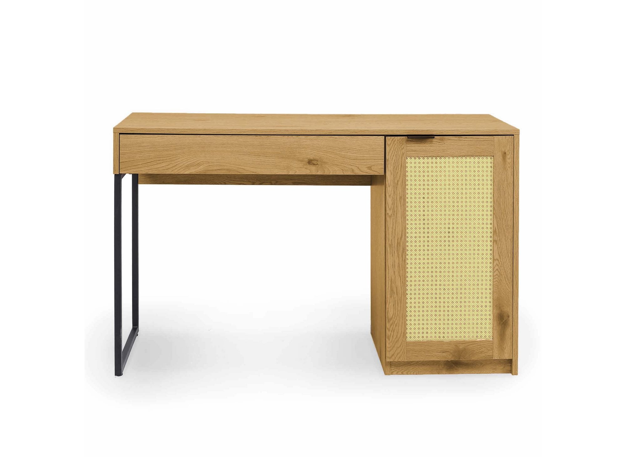 Bureau scandinave avec rangements en bois métal et cannage TULLIO