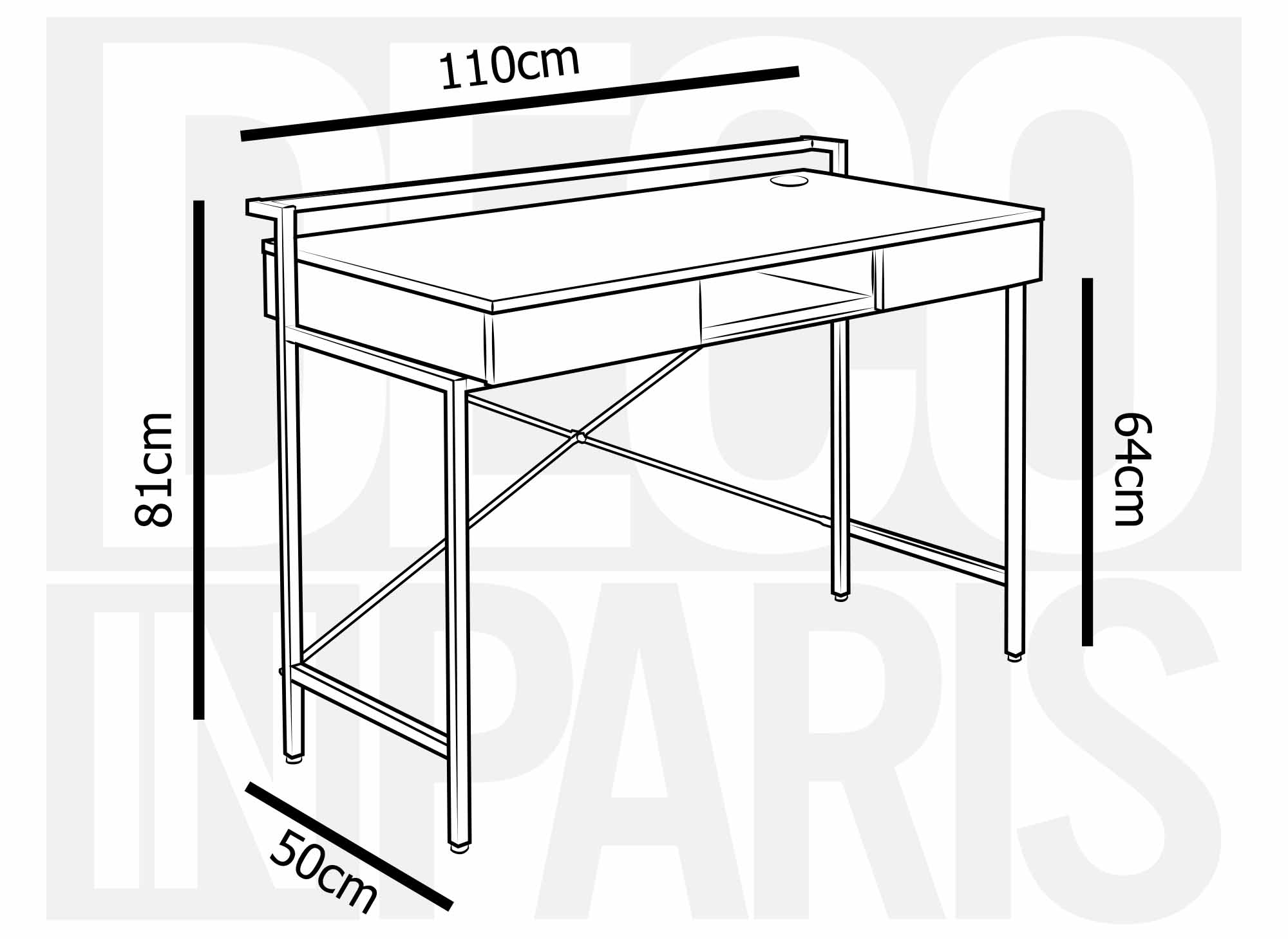 Bureau compact design industriel en bois et métal EDMOND