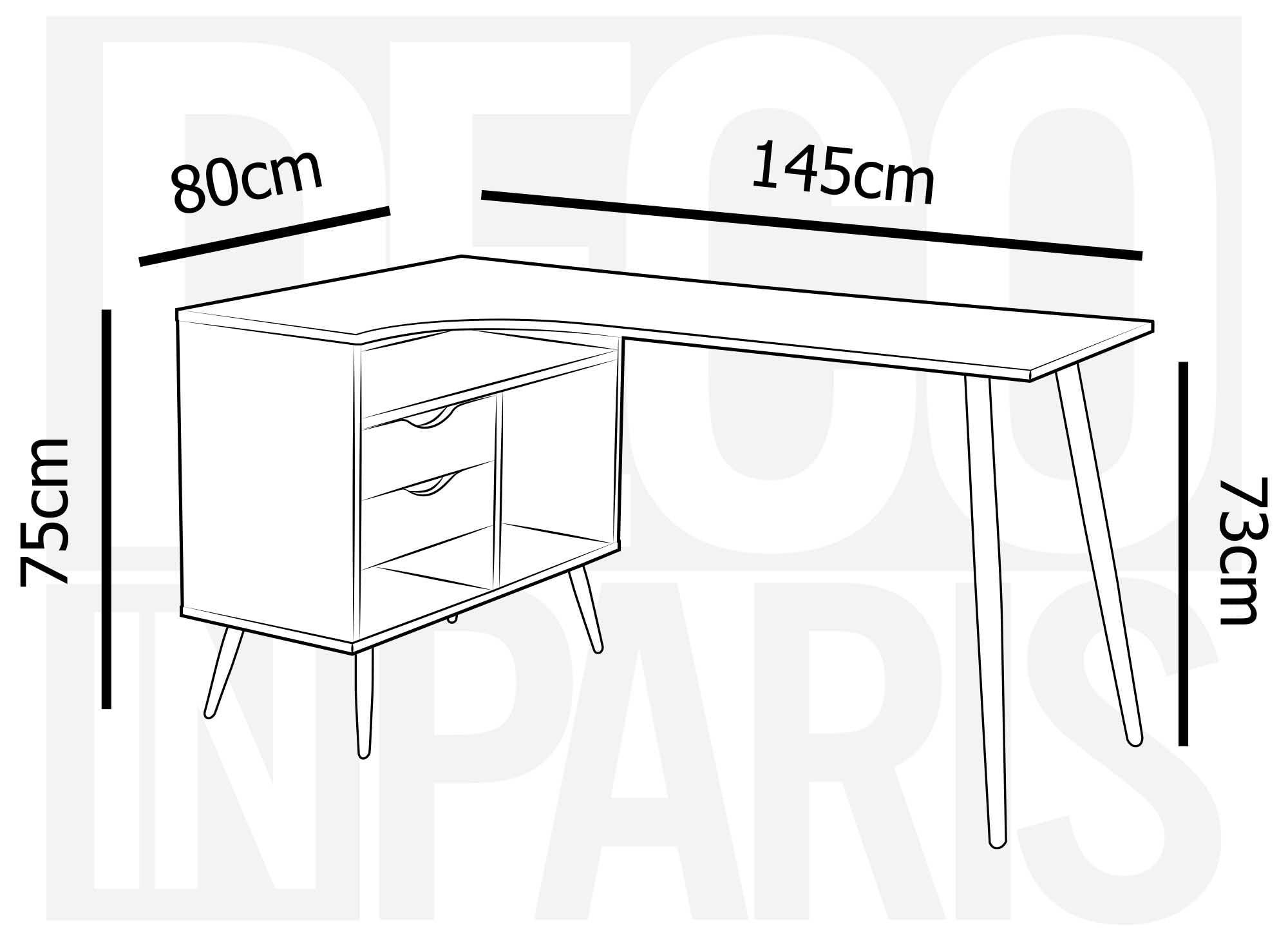 Bureau d'angle avec caisson en bois LEOMIR