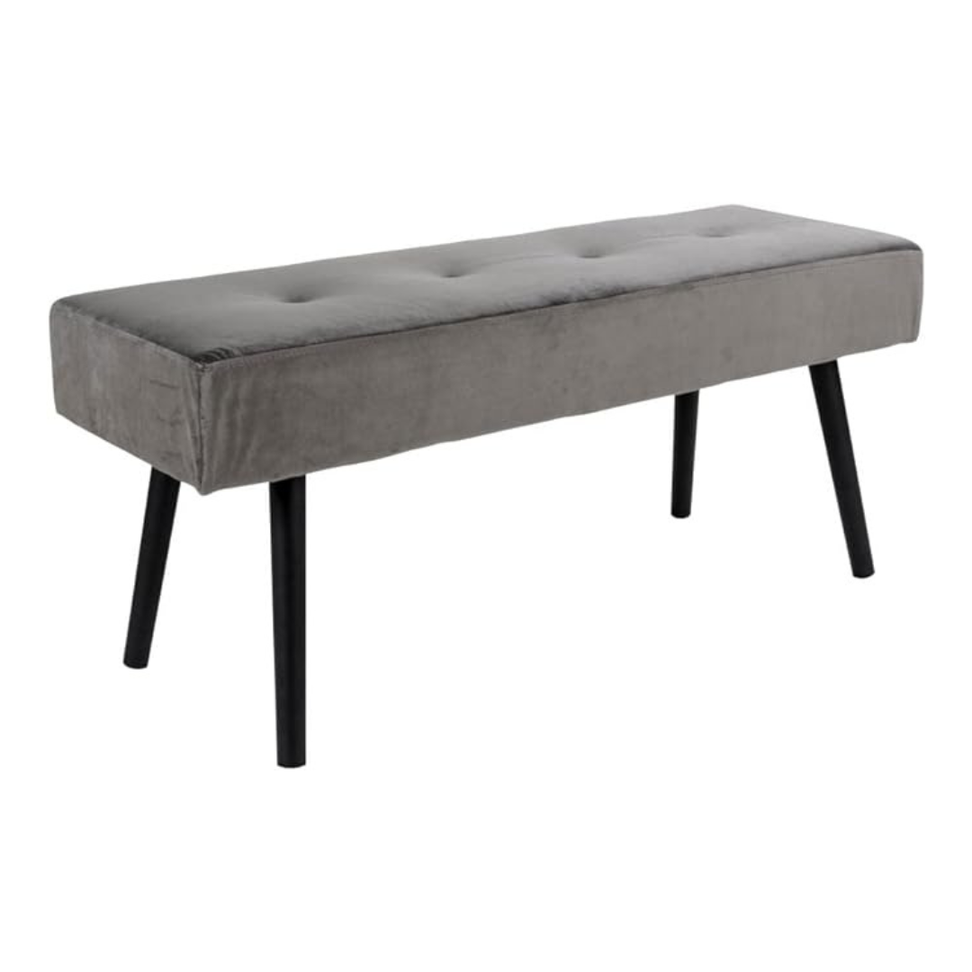 Banc gris velours - 100 cm