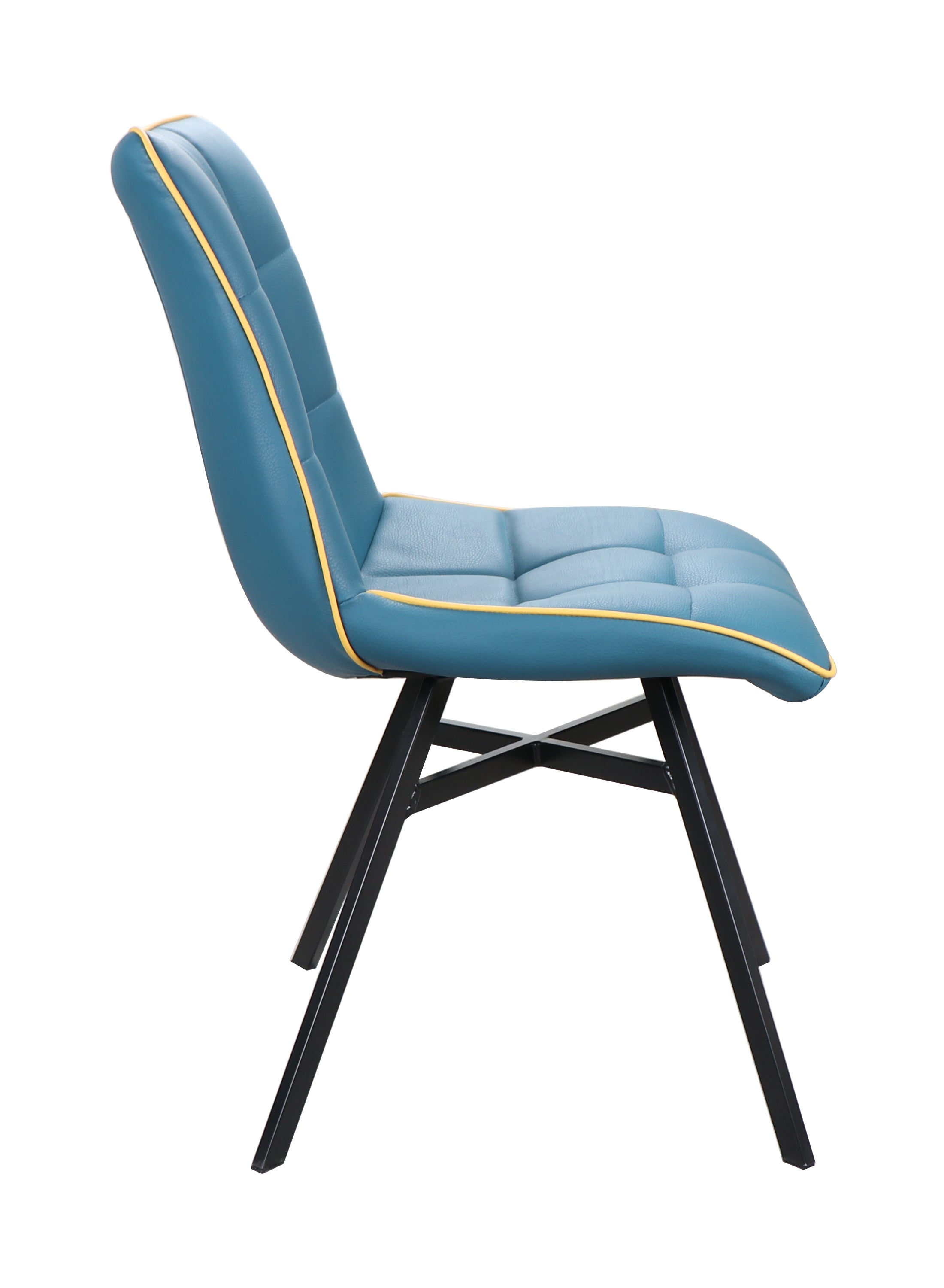 Chaise bleue surpiqûres jaunes PUNTA