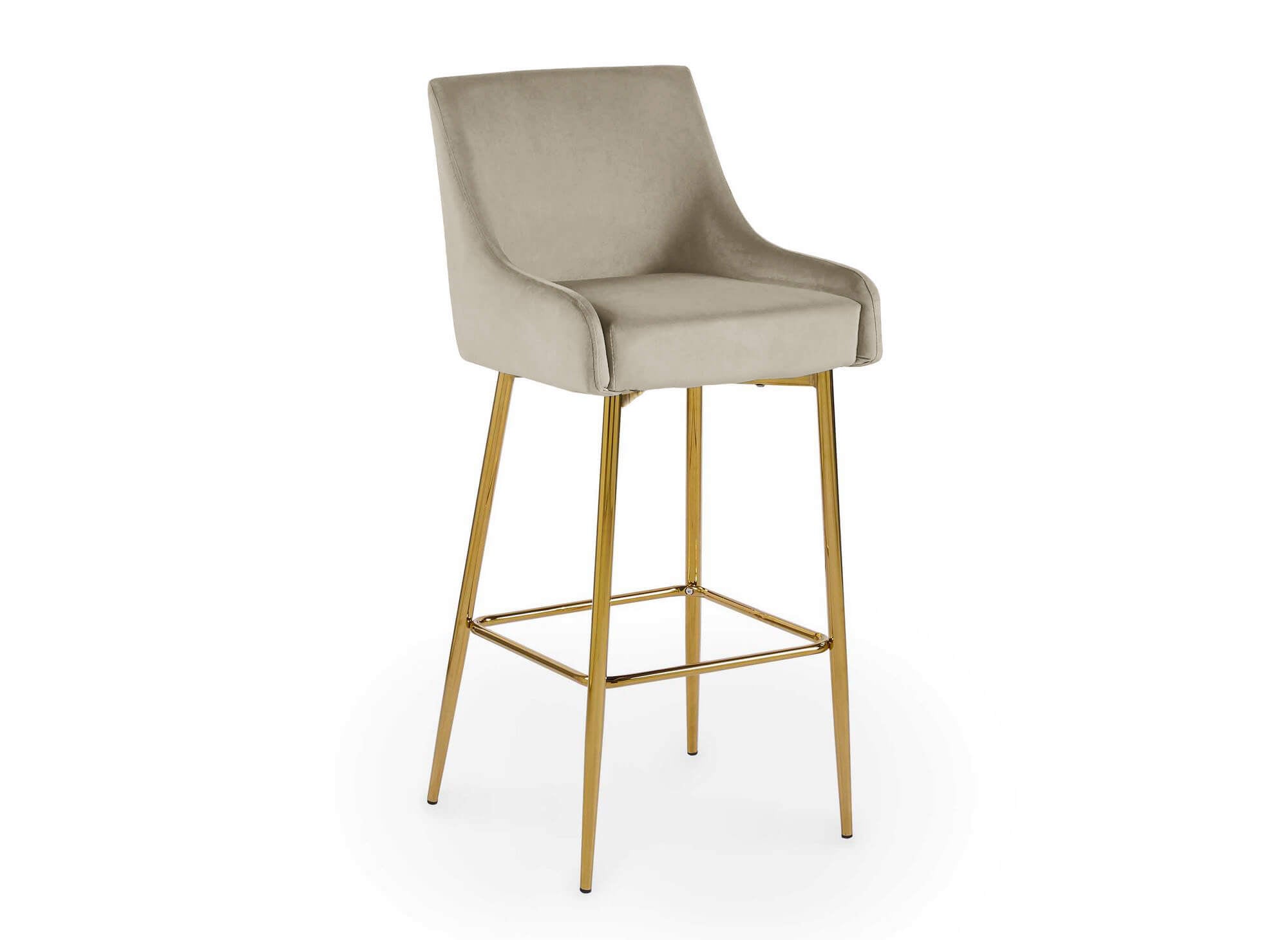 Tabouret de bar design en velours beige LALYA