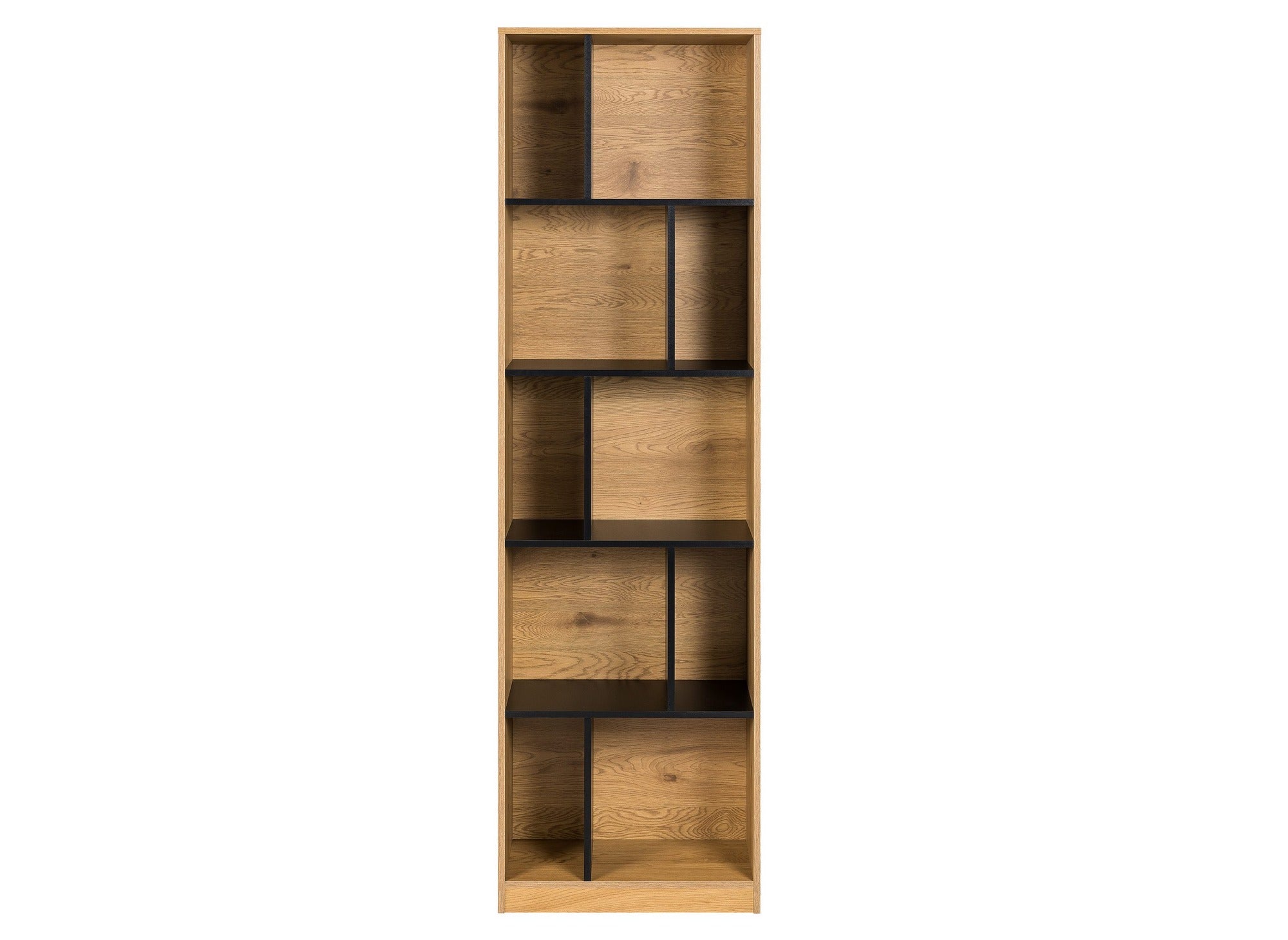 Bibliothèque colonne en bois noir et chêne 10 niches OFELIA