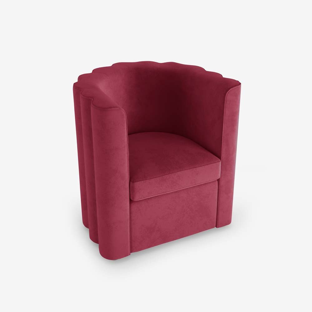 Fauteuil vintage en velours bordeaux Frida Potiron Paris