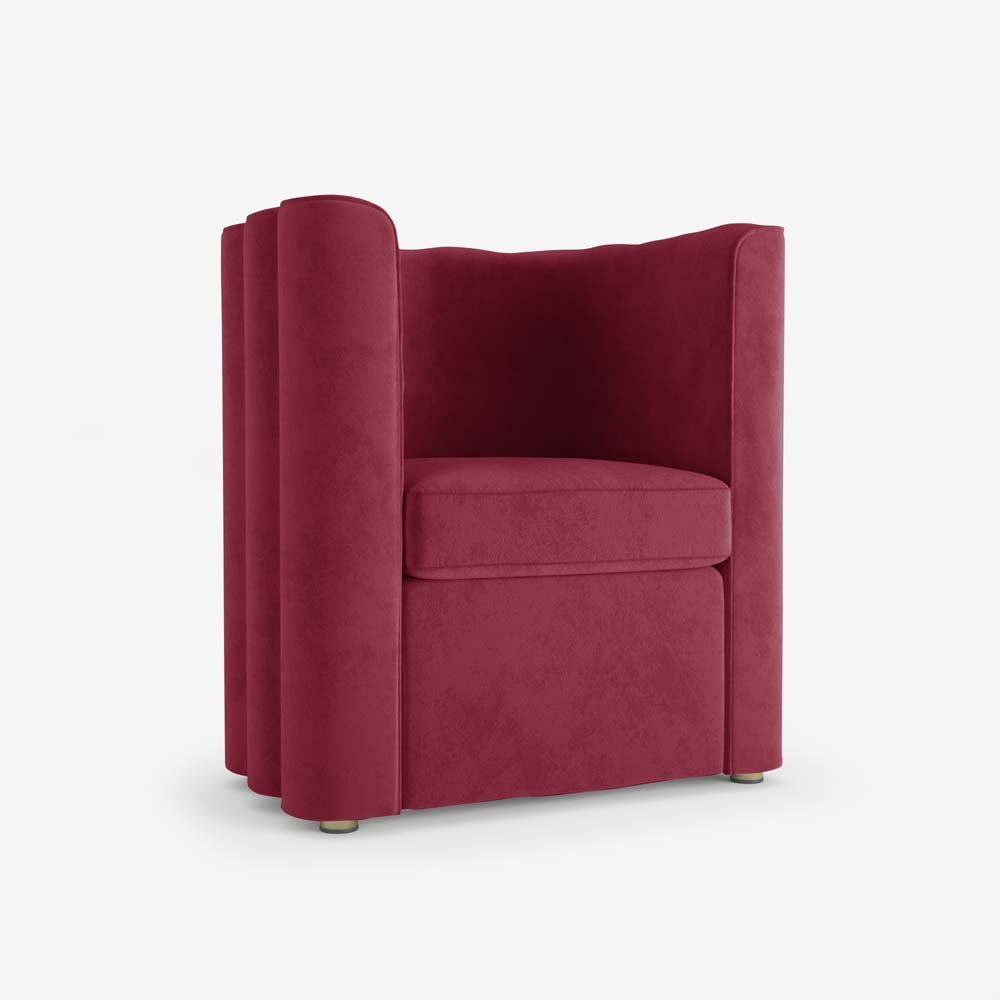 Fauteuil vintage en velours bordeaux Frida Potiron Paris