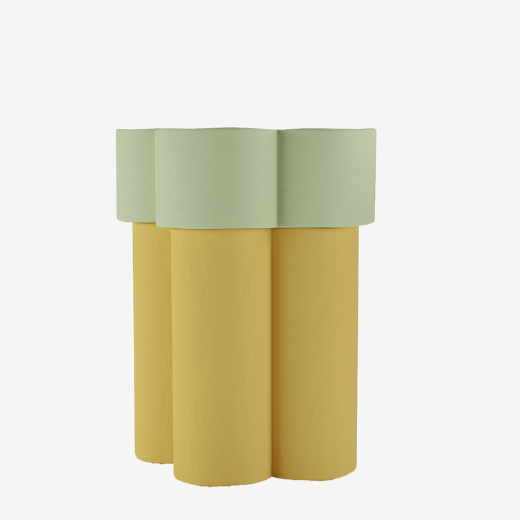 Table d’appoint en forme de fleur, magnésie vert clair et jaune Magnolia Potiron Paris